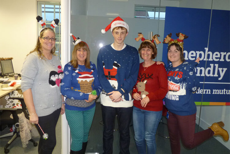 Shepherds Friendly Society team at Christmas