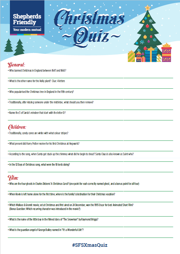 Christmas quiz for the family Printable