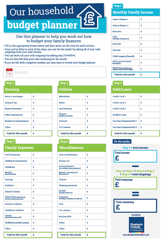 free household budget template excel uk