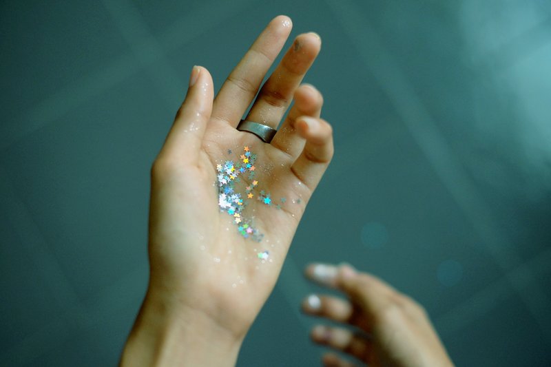 Hand with glitter