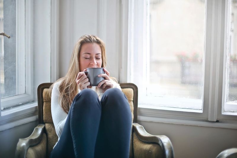 Girl with hot drink