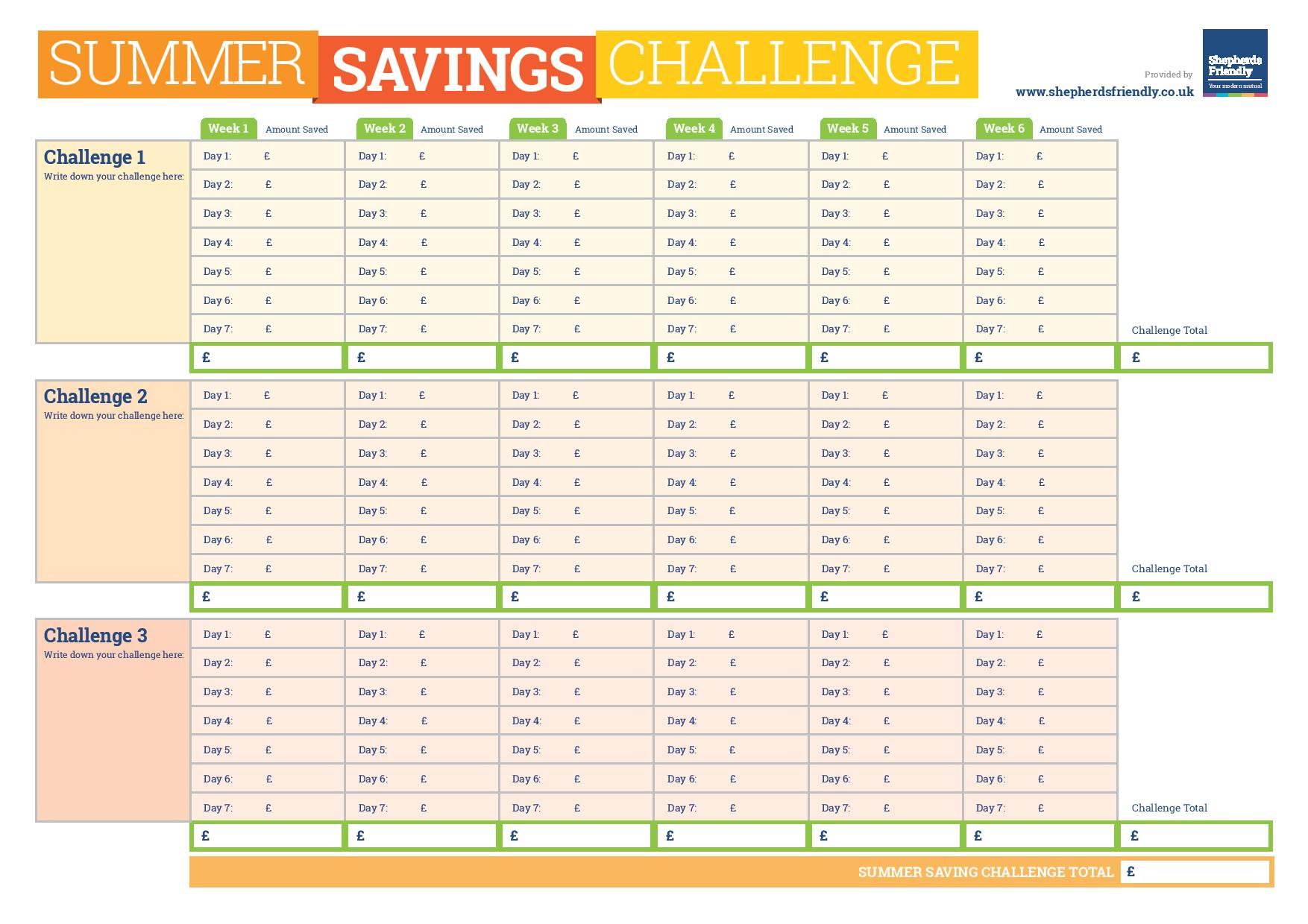 Summer Savings Challenge  Shepherds Friendly Society