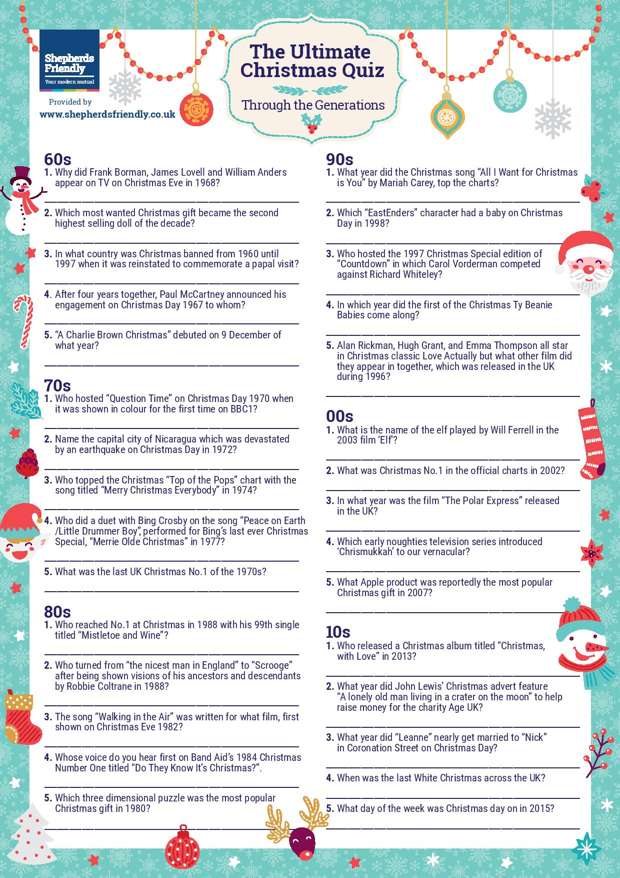 The Ultimate Christmas Quiz [Printable] Shepherds Friendly