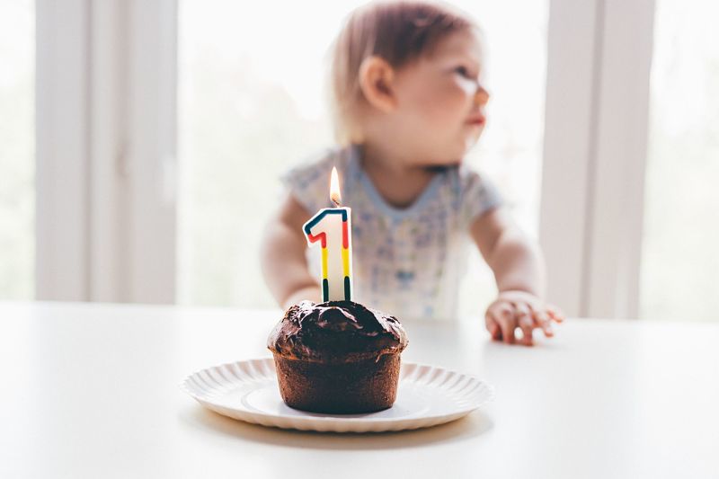 Child with birthday cake