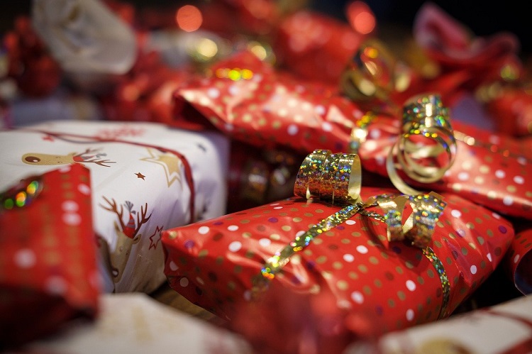 Shepherds Friendly Christmas Charity Round Up - Red and Gold Wrapped Gifts