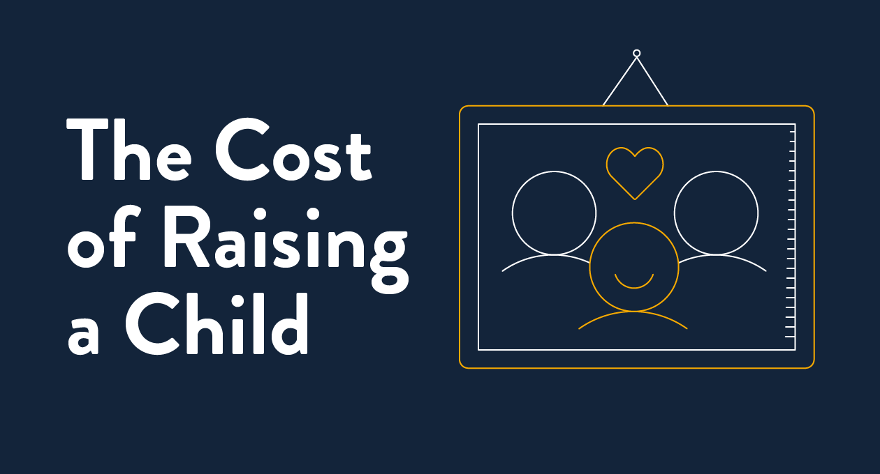The cost of raising a child title with picture frame showing a family