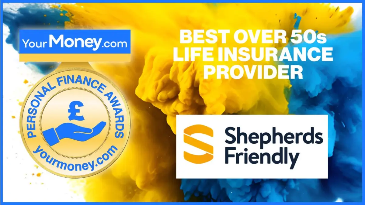 Banner showing Shepherds Friendly win Best Over 50s Life Insurance Provider at yourmoney awards